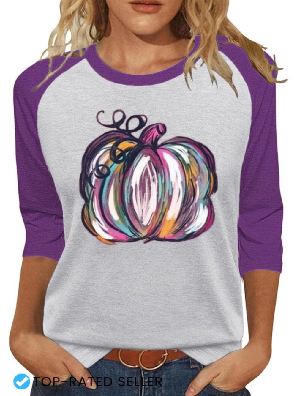 Women's 3/4 Sleeve Graphic T-Shirt Cotton Blend Pullover